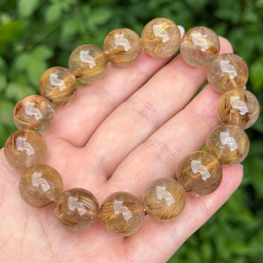 タイガータイチンルチルクォーツ 約14.6〜15.7mm A4675