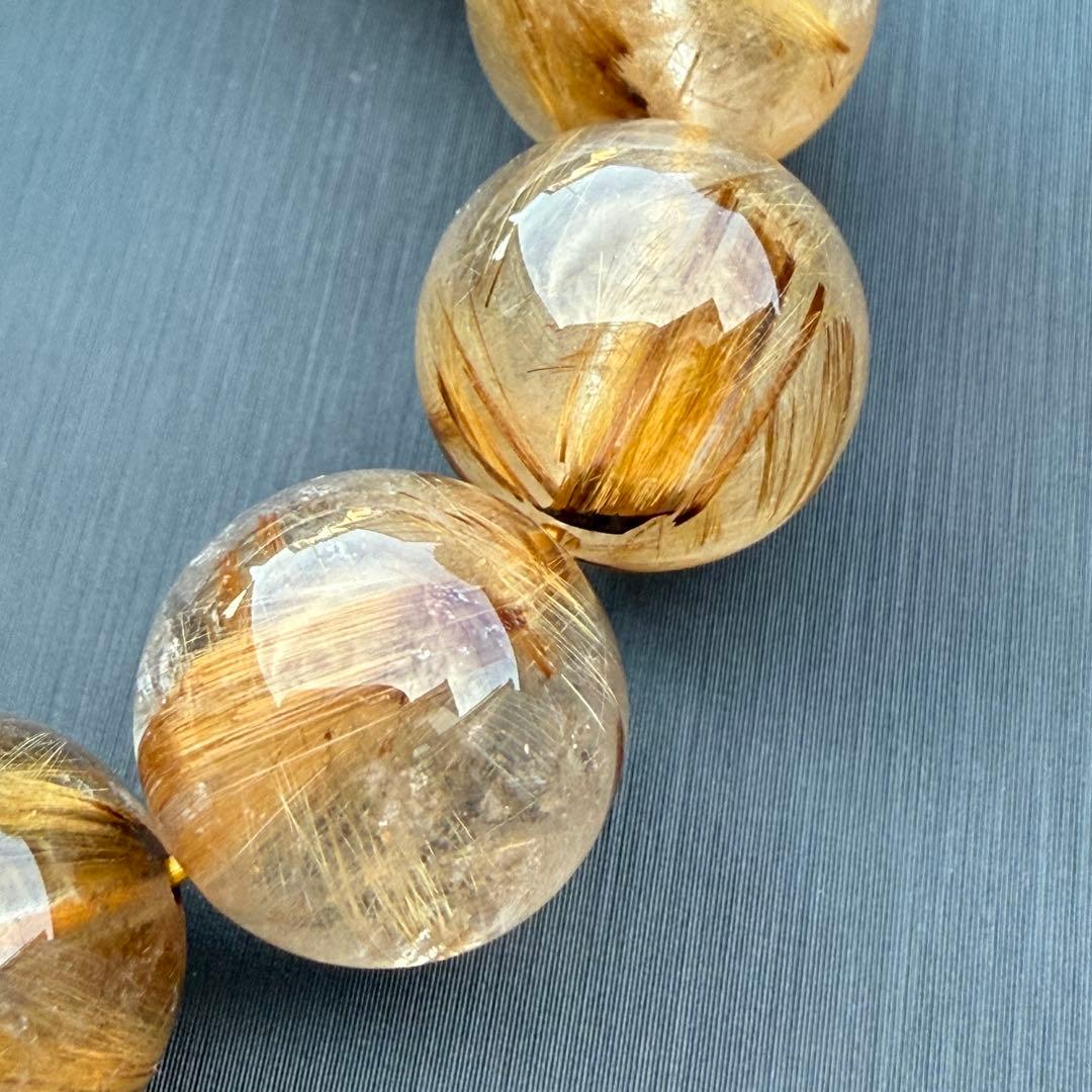 タイガータイチンルチルクォーツ 約14.6〜15.7mm A4675