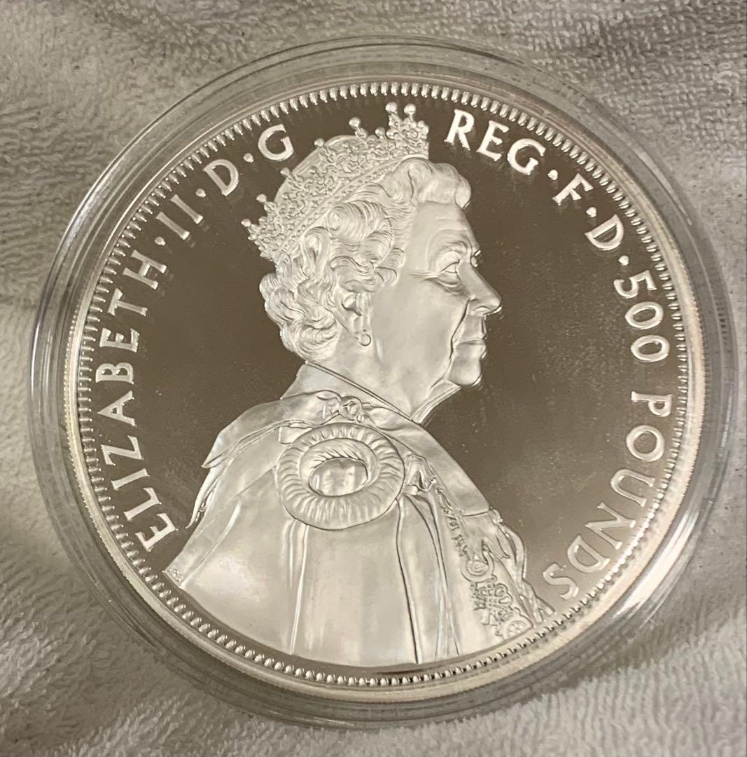 13日追加情報です❗️超特大1キロ‼️Kエリザベス2世 銀貨 地金価格47万以上 1980 エリザベス2世 ヤングエリザベス 聖ジョージ竜退治 5ソブリン金貨