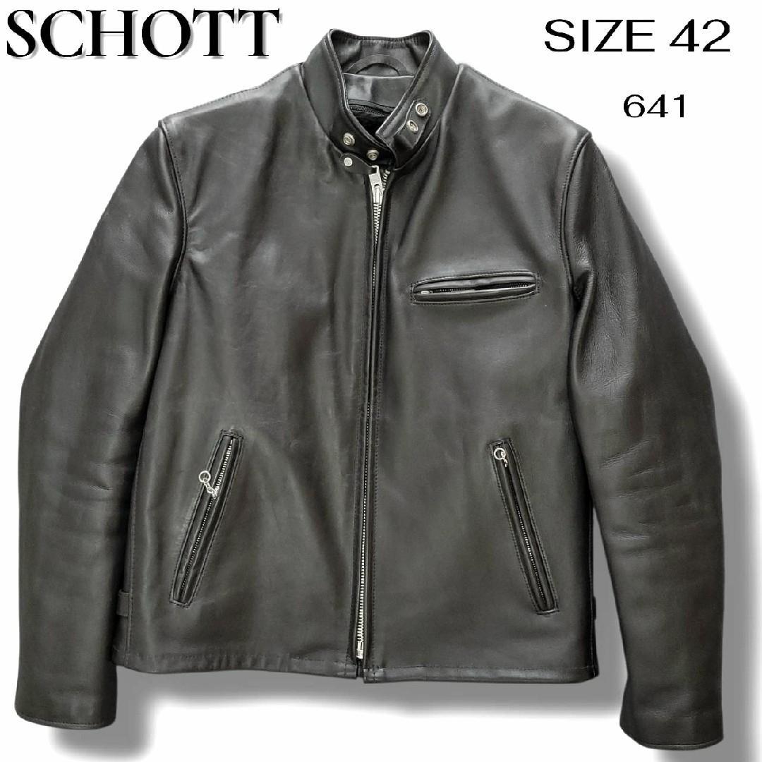 極美品/新型 schott ライダースジャケット　641 本革　黒　米国製　40 Schott N.Y.C（ショット） 革ジャン ライダース Schott/ショット/641