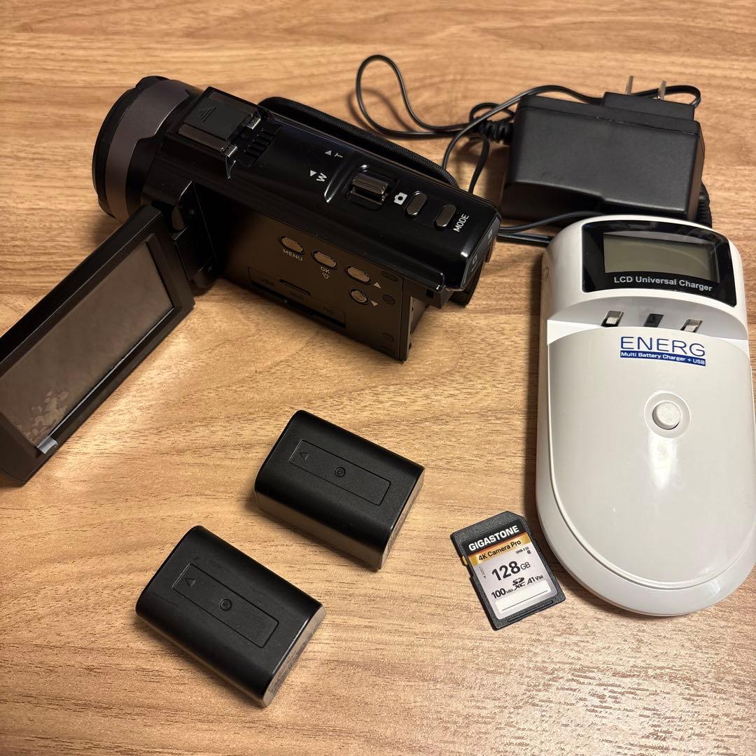 kenko ビデオカメラ　バッテリー2個セット　ケース、SDカード付き