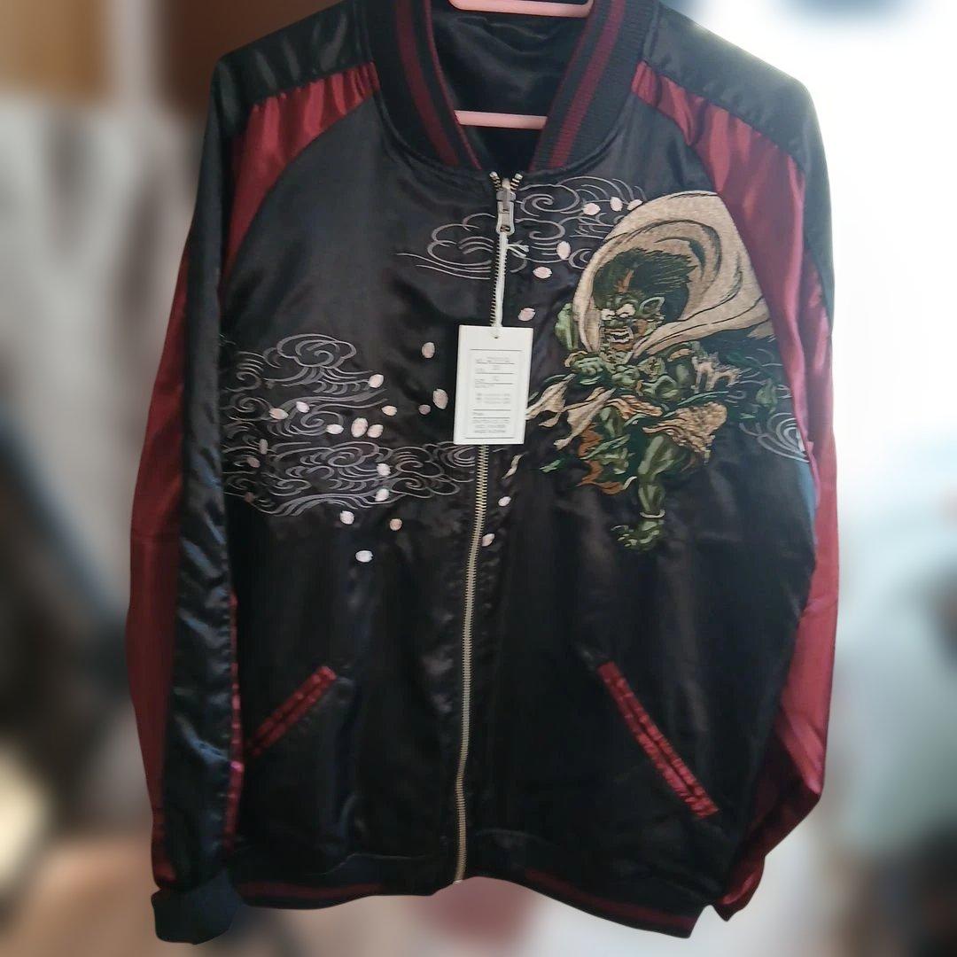 p*e様 絡繰魂 スカジャン 風神雷神 総刺繍　sizeXL