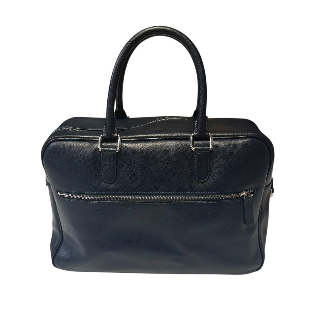 【極美品】ジョルジオアルマーニ トートバッグ レザー 裏地 ロゴ総柄 ネイビー