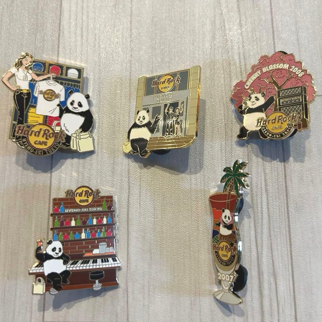 希少　HARD ROCK CAFE パンダ 5個　ピンバッチ　東京　上野パンダ Amazon.co.jp: HARD ROCK CAFEハードロックカフェ上野パンダピンバッジ