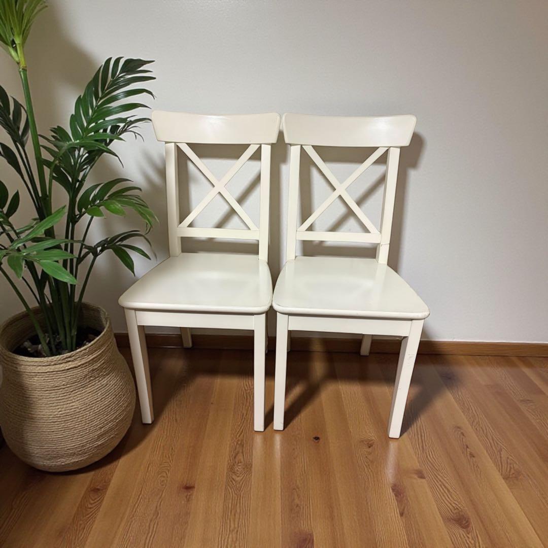 2客セット　IKEA INGOLF イケア　椅子 白 ホワイト　ダイニングチェア