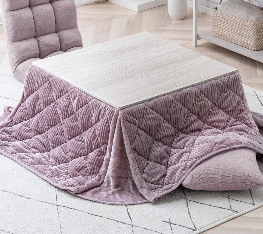 こたつ 2点セット 正方形 一人用 【 こたつ本体 + コーデュロイ掛布団 】