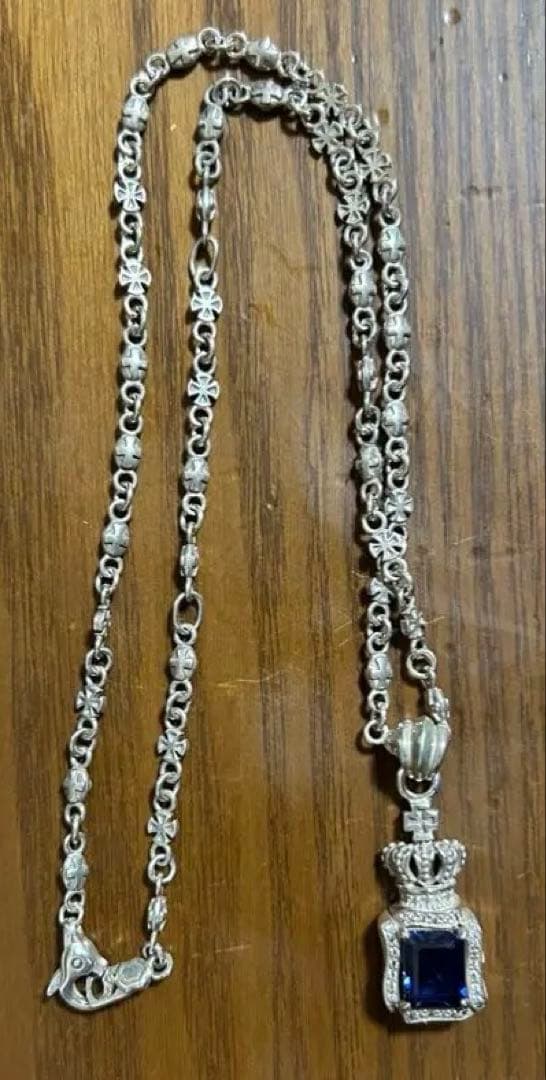 LION HEART ネックレス　ブルーストーン LION HEART（ライオンハート） チェッカー柄 ダブルリング ネックレス