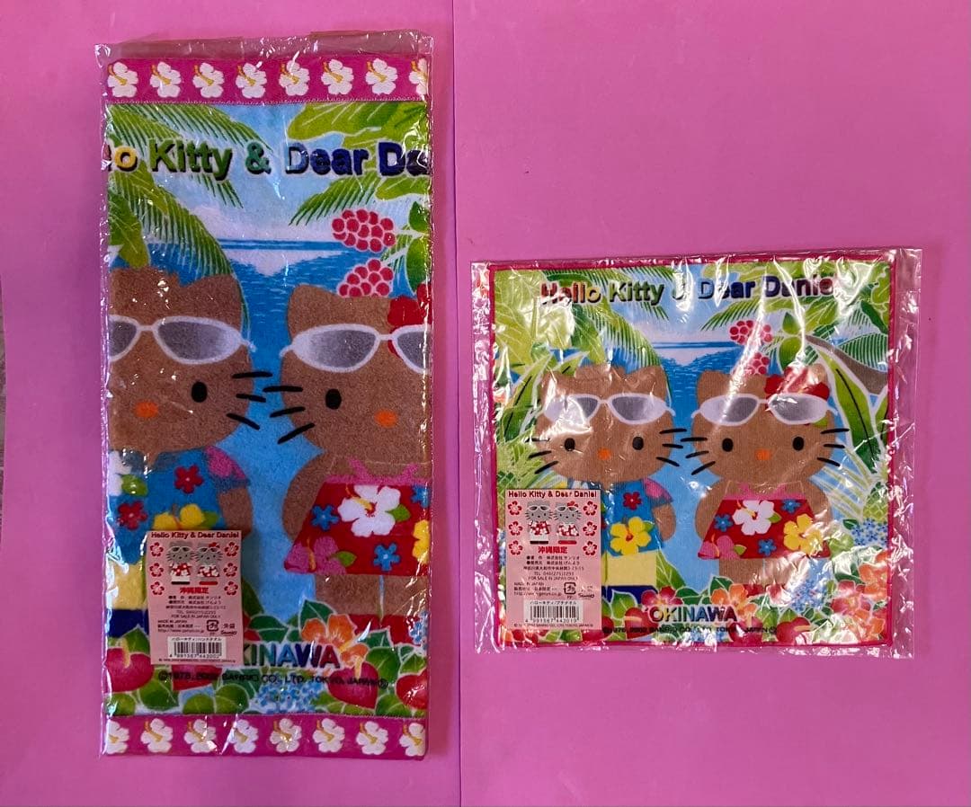 キティ＆ダニエル　ハンドタオル　プチタオル　日焼けキティ　2枚 沖縄　サンリオ