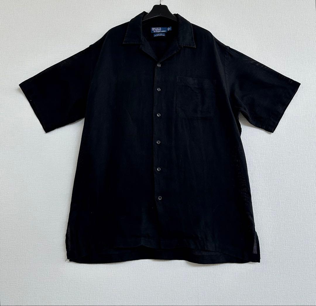 超スペシャル 90s ラルフローレン CLAYTON 半袖シャツ M ブラック