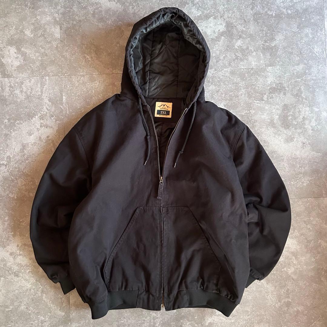 ダックアクティブジャケット ブラック 2XL ワークジャケット 短丈 フーディー