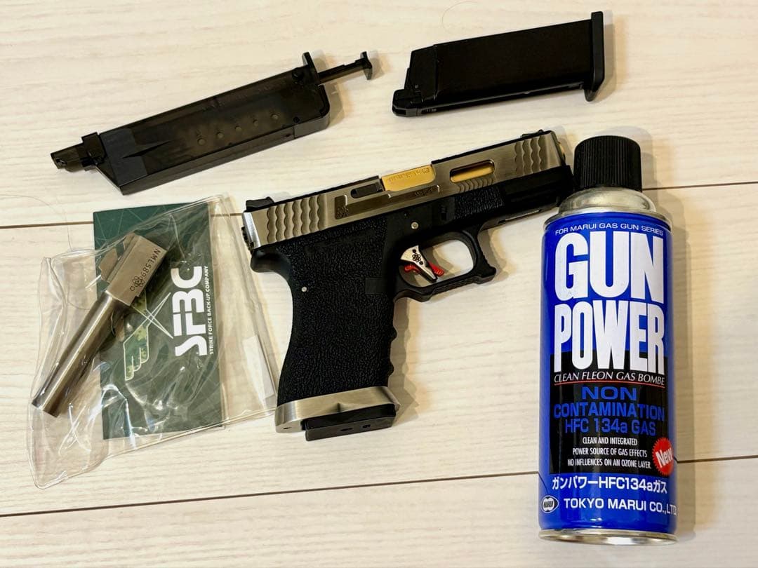 WE G19 カスタム ガスブローバック エアガンSAI風18歳以上対象法令遵守 KSC】ガスブローバック G19 スライドヘヴィウェイト（可変ホップアップ