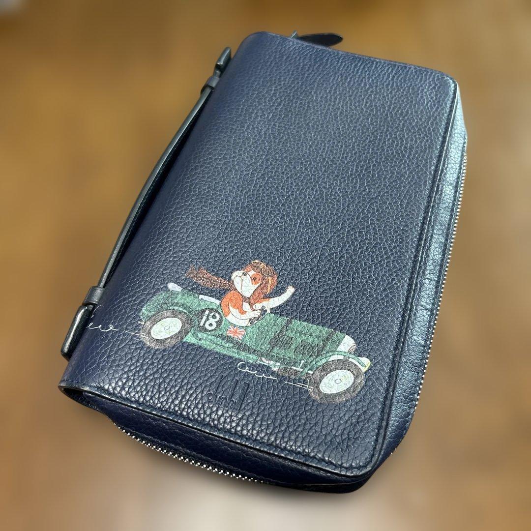 dunhill ダンヒル ボストンブルドッグ オーガナイザー 財布 紺色 レザー