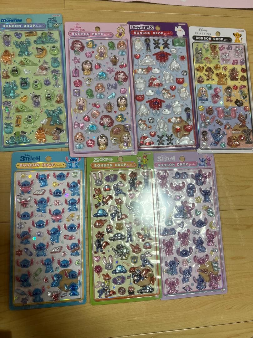 正規品 ディズニーボンボンドロップシール7種セット サンスター文具 ボンボンドロップシール ディズニー シール スティッチ