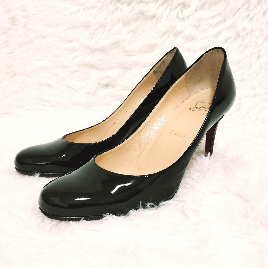 美品 クリスチャンルブタン ハイヒール パンプス ブラック エナメル 23.5