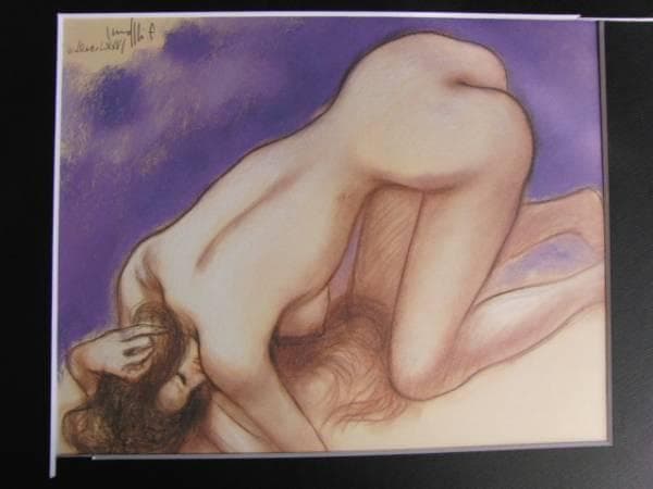 古沢　岩美、うつぶせ、希少な額装用画集より、新品額装付、状態良好