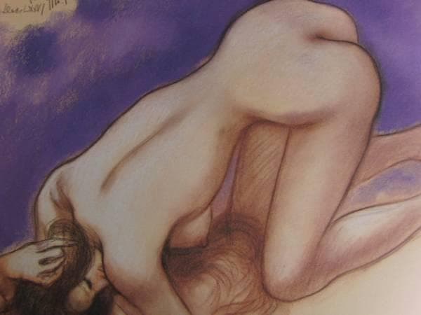 古沢　岩美、うつぶせ、希少な額装用画集より、新品額装付、状態良好