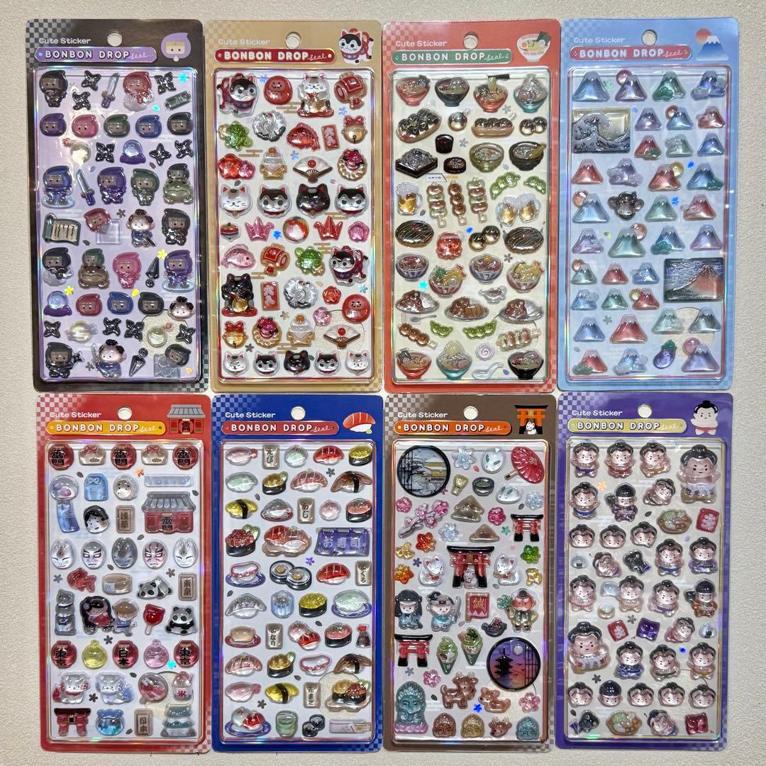 【正規品】ボンボンドロップシール❋和柄❋8枚セット Q-LiA（クーリア） ボンボンドロップシール 日本食 和柄 : Happy-panda