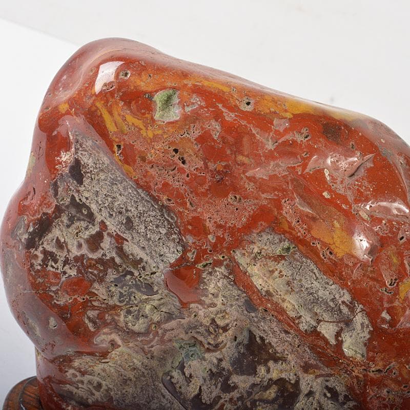 天然石 鑑賞石 佐渡赤玉石 赤石 置物 重さ約2.3㎏ 唐木台付 V R6490