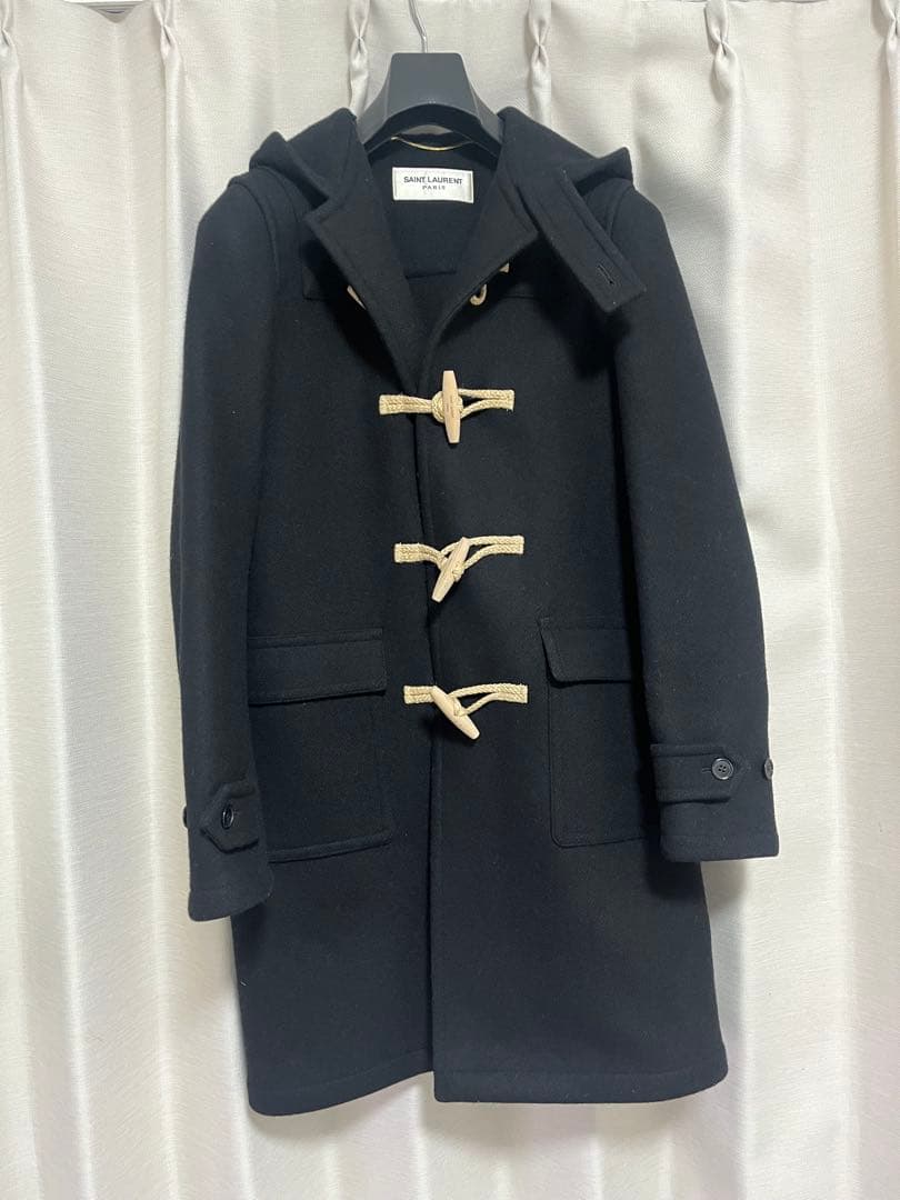 値下げ ＊ サンローラン ＊ 黒 ダッフルコート フード付き