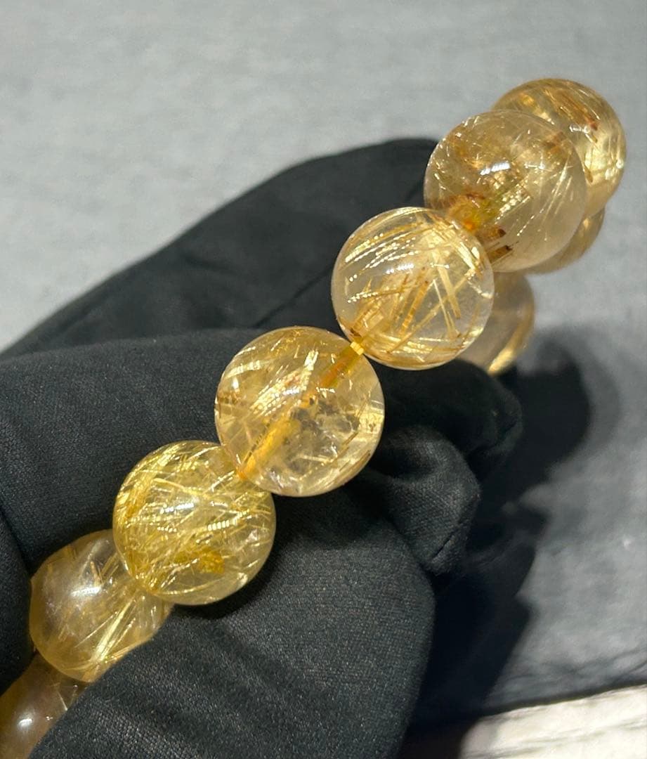 ゴールド　ルチル　クォーツブレスレット　14mm 66.3g