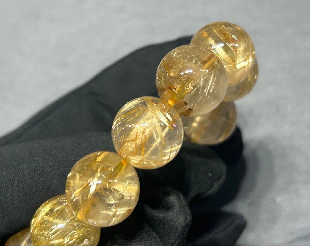 ゴールド　ルチル　クォーツブレスレット　14mm 66.3g