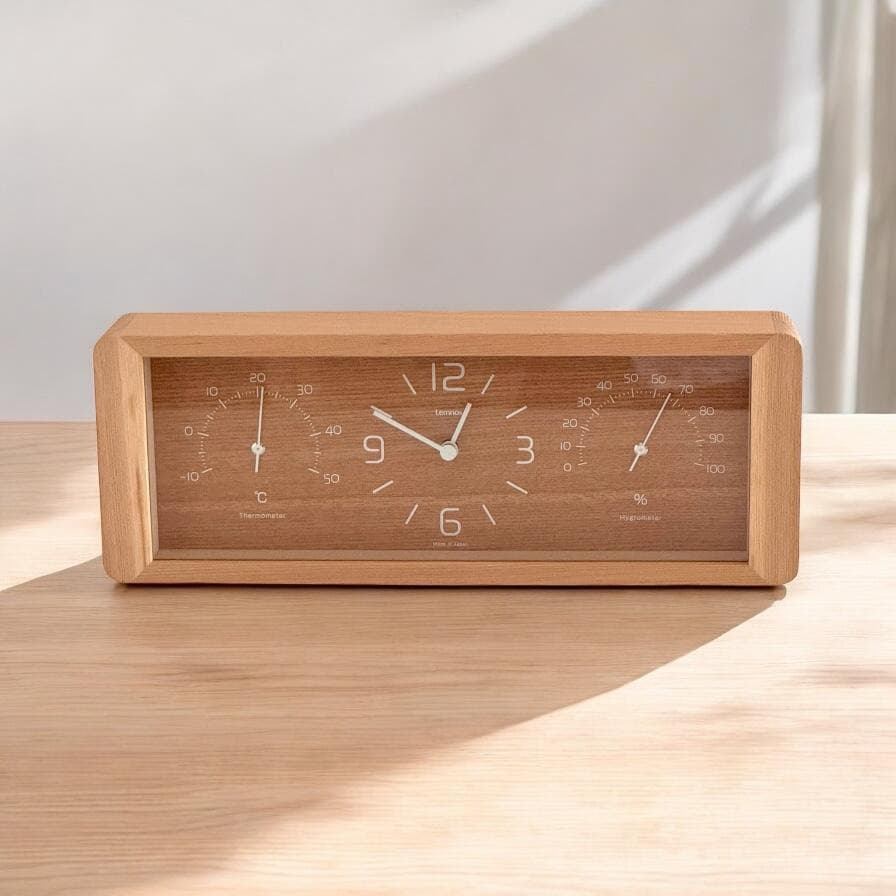 レムノス 置き時計 温湿度付き　ヨーカン