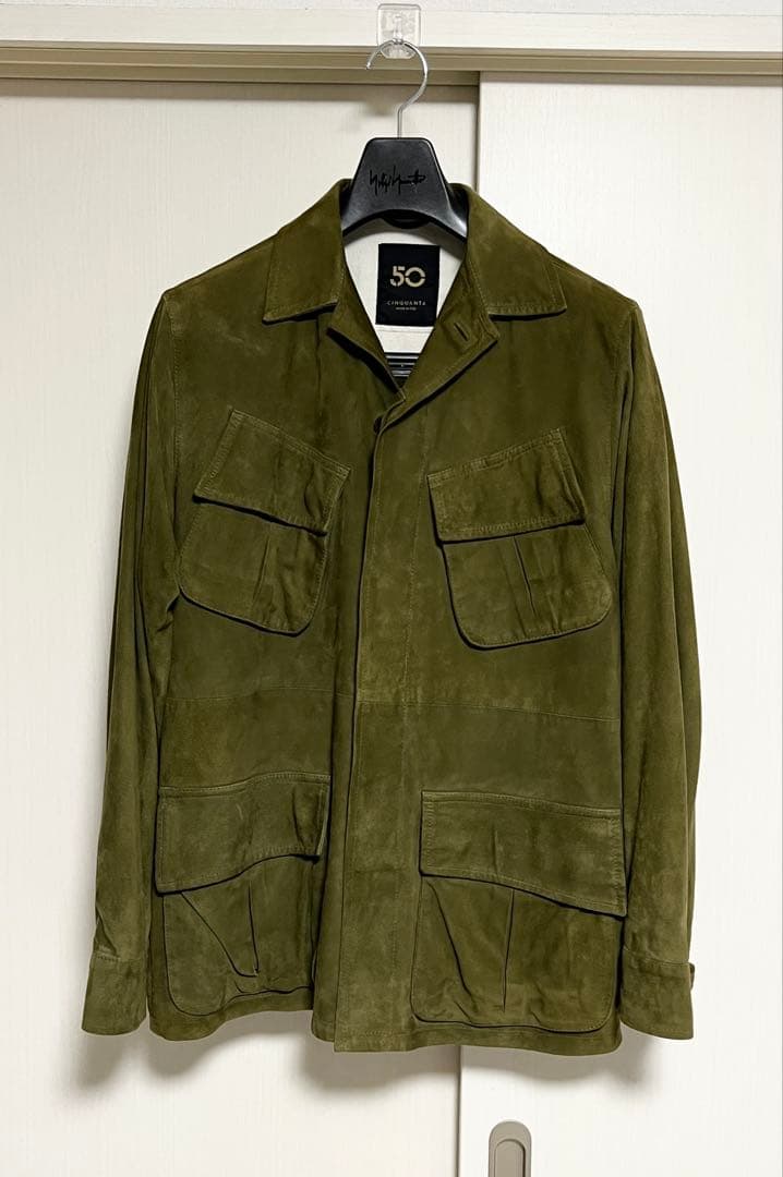 イタリア製 良品 CINQUANTA 46 スエードジャケット クラシコ カーキ
