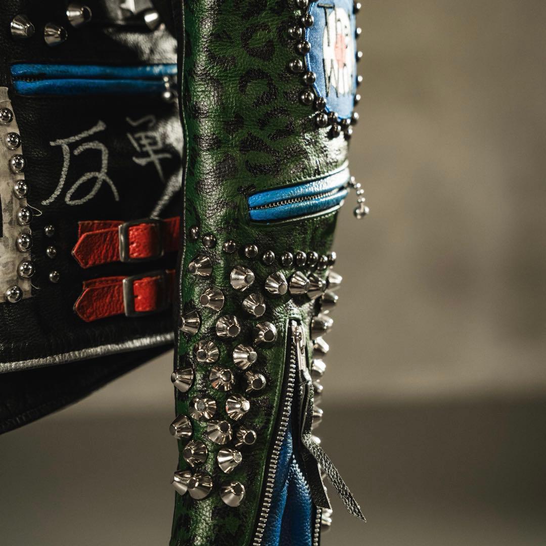 肉厚レザー 鋲ジャン カスタムライダース 幻 激レア 好配色 40Lサイズ