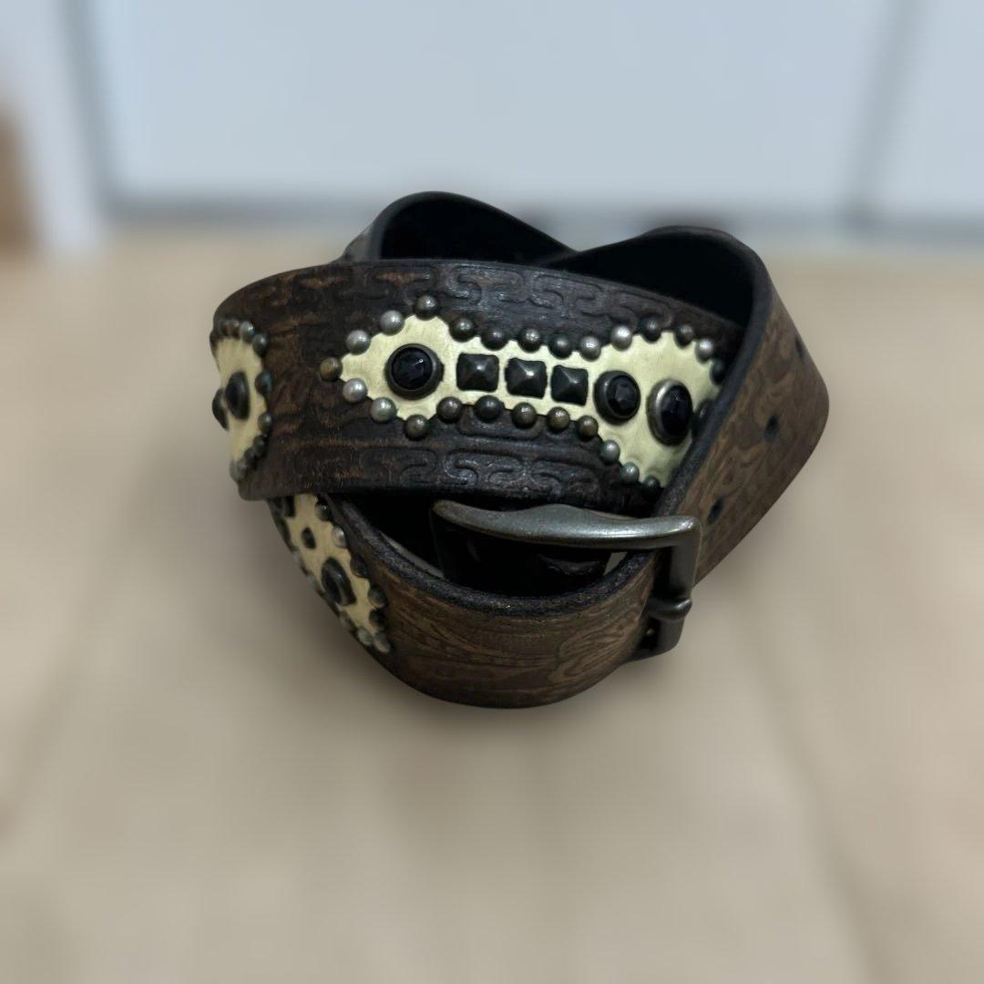 ダークブラウン 装飾ベルト