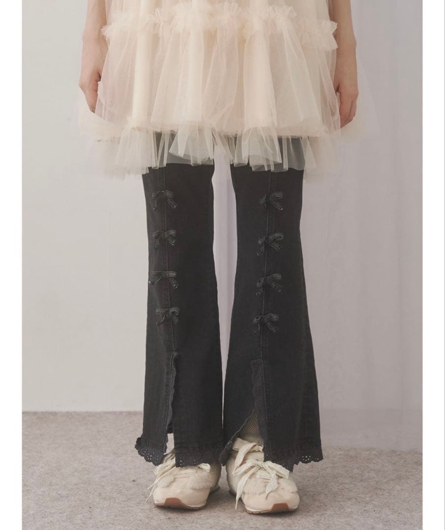 メリージェニー　ribbonスリムフレアデニムパンツ