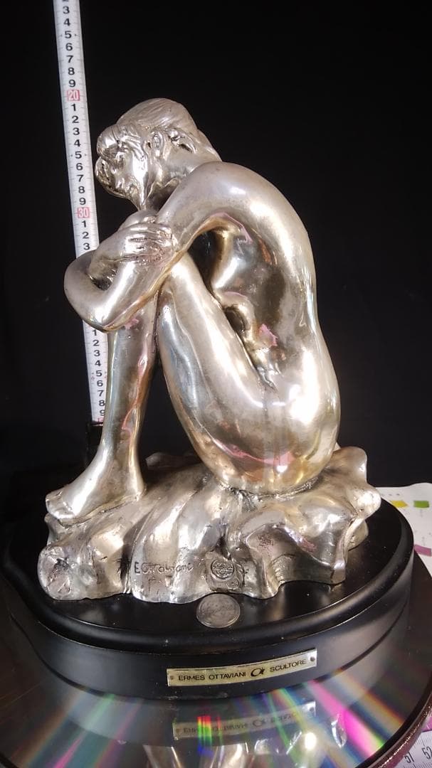 ロ*o様 エルメス★純 銀メッキブロンズ風裸婦彫刻像/高２８cm重４ ㎏少女ヌー