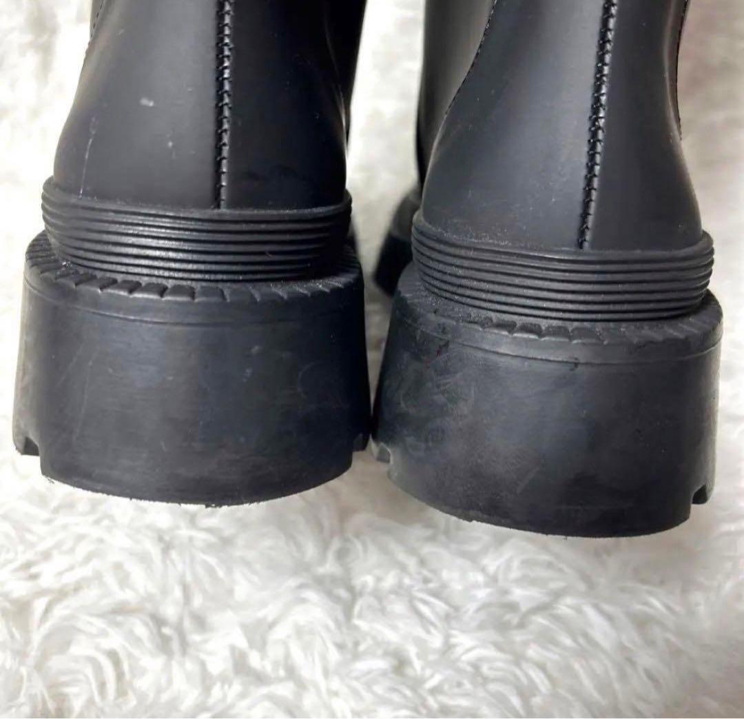 ZARA】ラバーフラットロングブーツ 37 24cm ブラック - メルカリ