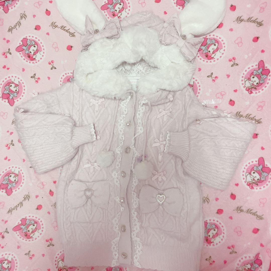 美品♡リズリサ♡うさみみフェザーニットパーカー♡ピンク♡ - メルカリ
