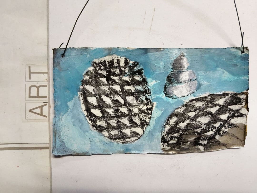 真筆 阿部乙人 油彩画 パッションフルーツと白い鳩