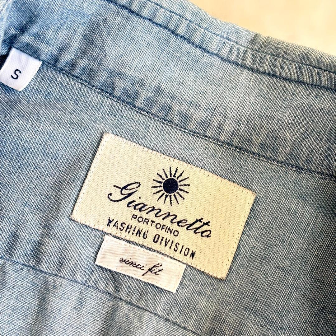 美品 ジャンネット デニムシャツ カッタウェイ 長袖 水色 S rq9 - メルカリ