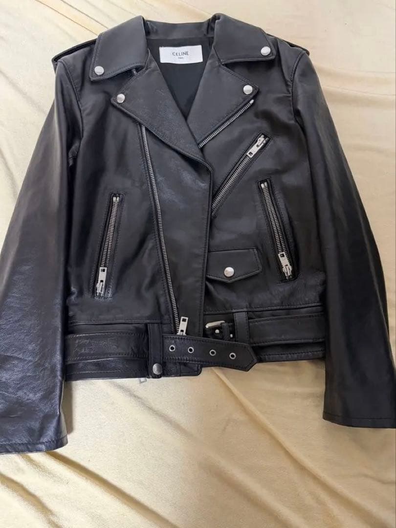 CELINE クラシックバイカーレザーライダースジャケット 44 袖詰めあり