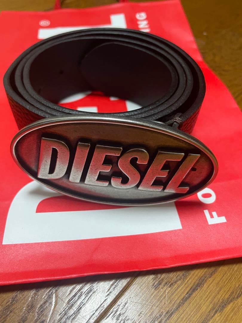 DIESEL ディーゼル 本革 ベルト 85/34 袋付きブラウンブラックy2k