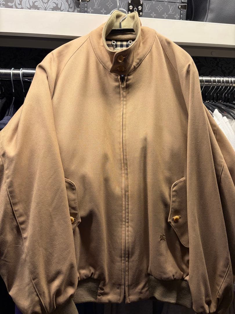 極美品 L バーバリー ウール100 ブルゾンベージュ ホースロゴ ノバチェック BURBERRY BLACK LABEL バーバリーブラックレーベル ホースロゴ刺繡