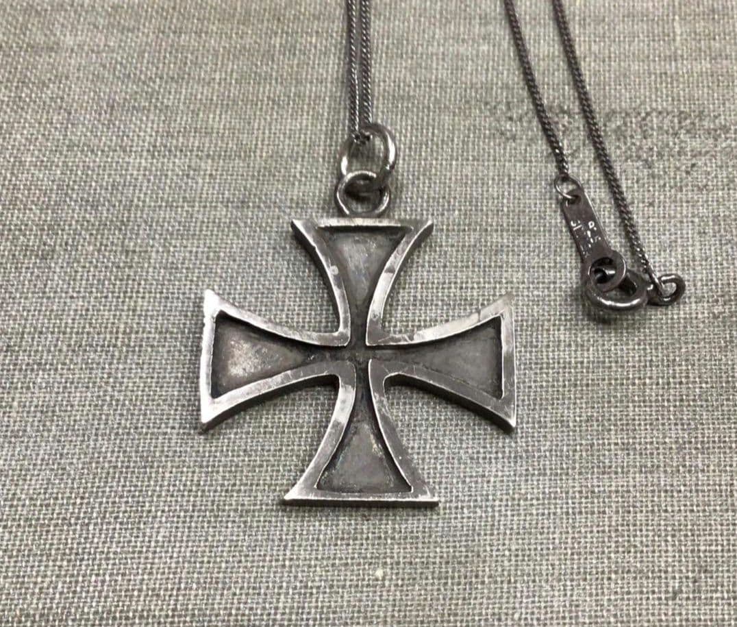 ヴィンテージ　SV925　アイアンクロス　シルバーネックレス　チェーン　60cm