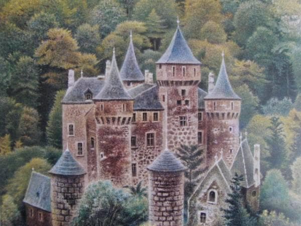 岡鹿之助、【森の館】、希少な大判額装用画集より、美品、日本人画家