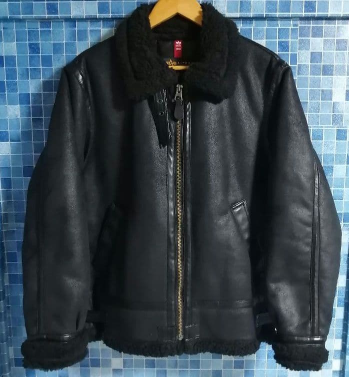 【新品 黒】即完売 Alpha B-3 ボアフリース レザー ムートンジャケット