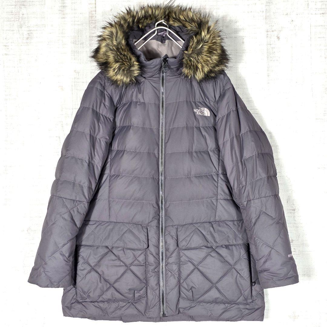 極暖✨️ノースフェイス ロング ファーダウンコート キルティングコート 紫 M