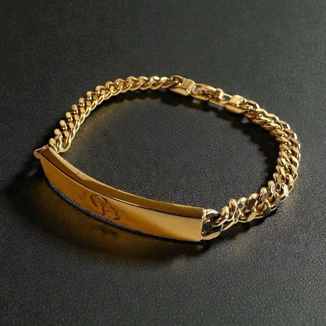 ディオール　Dior 喜平　ゴールド チェーン　ブレスレット　プレート　刻印