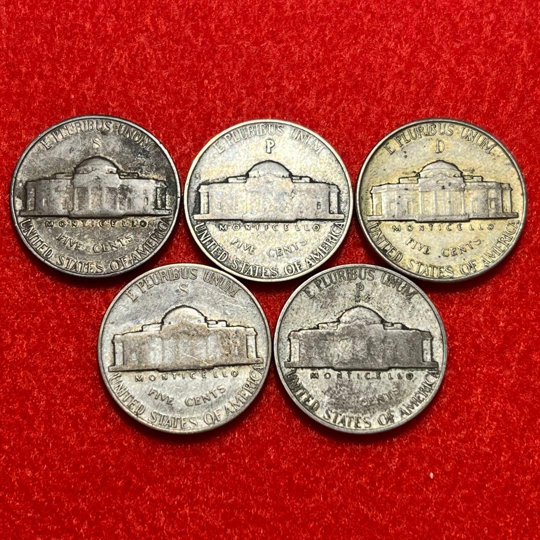 ウォータイム・ニッケル 銀貨 アメリカ ジェファーソン 5セント 銀350