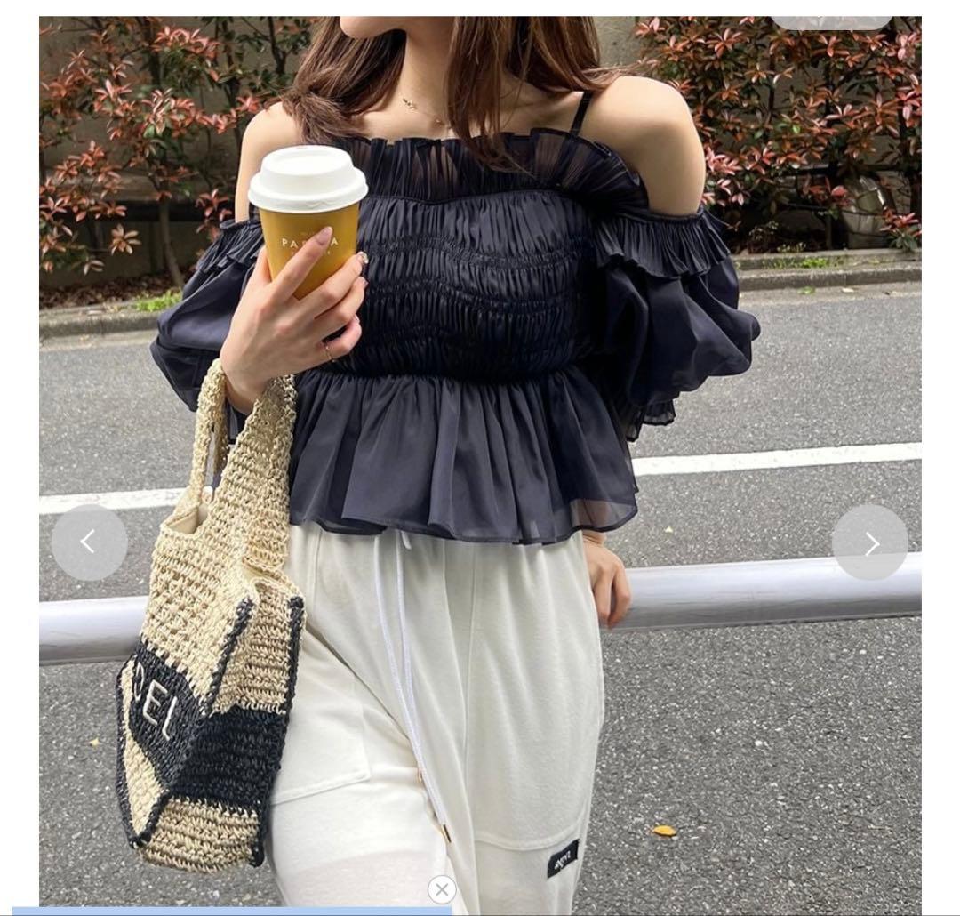 snidel★新品★Sustainableギャザーオフショルブラウス