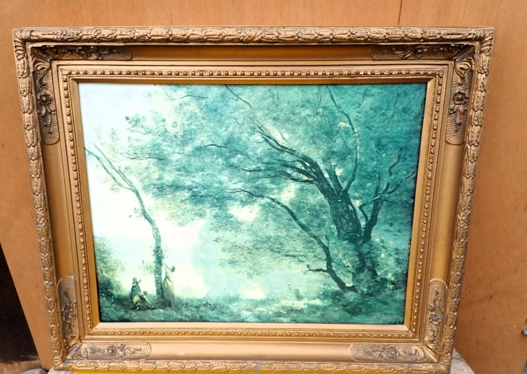 コロー「モルトフォンテーヌの想い出」複製画 額装 絵画 西洋美術 フランス モルトフォンテーヌの想い出』 コロー 10号 立体複製名画 額装付