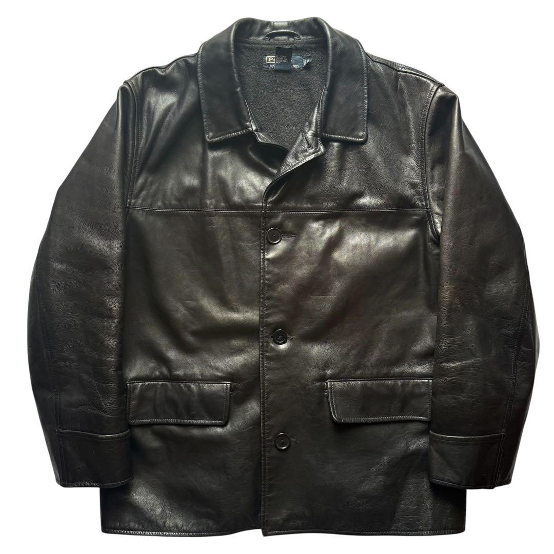 希少 ラルフローレン レザーカーコート M ブラック 90s スイングトップ