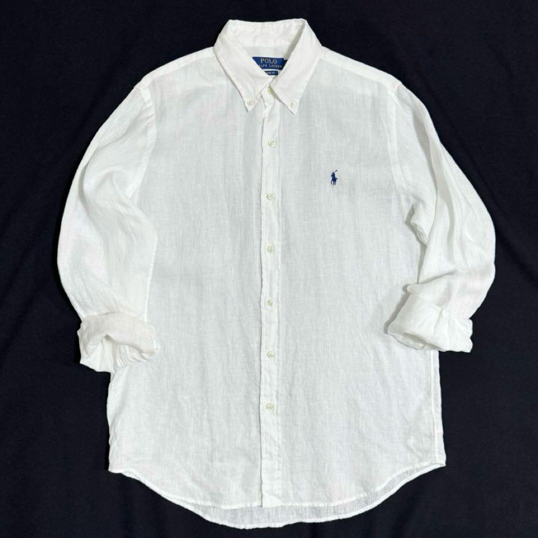 極美品✨ 24年モデル ポロラルフローレン リネン シャツ 長袖 ホワイト