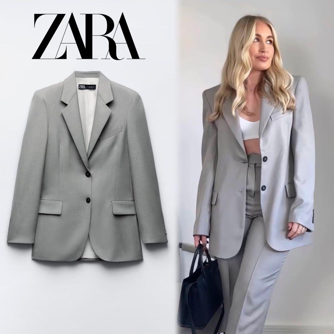 ZARA ストレート ブレザー グレー XS オーバーサイズ（セットアップ