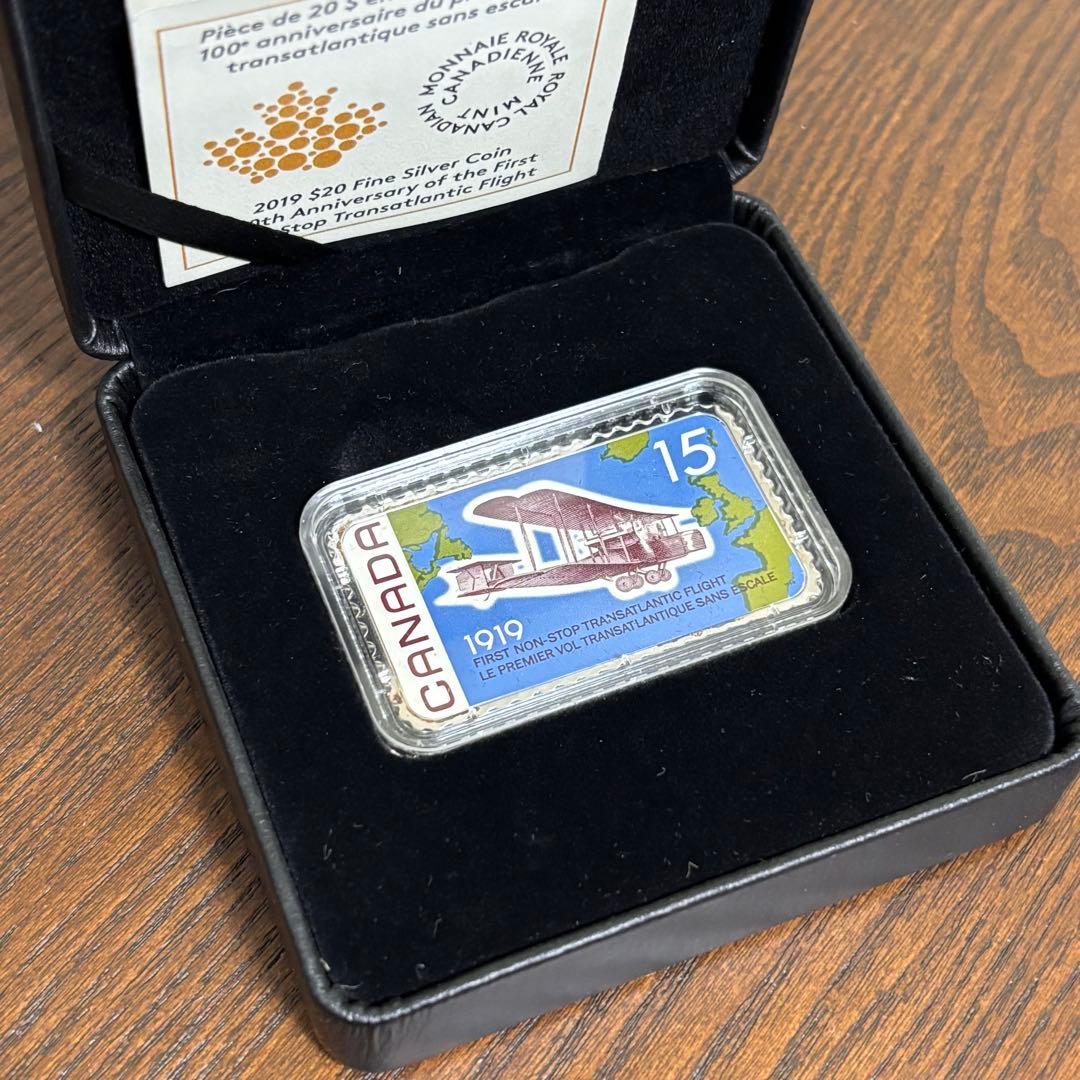 【カナダ銀貨】切手型銀貨 大西洋横断飛行50周年 2019
